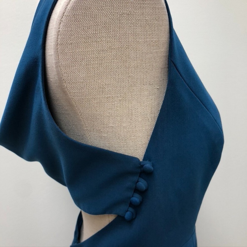 Black Halo Teal Blue Backless Sheath Dress - Picture 7 of 16